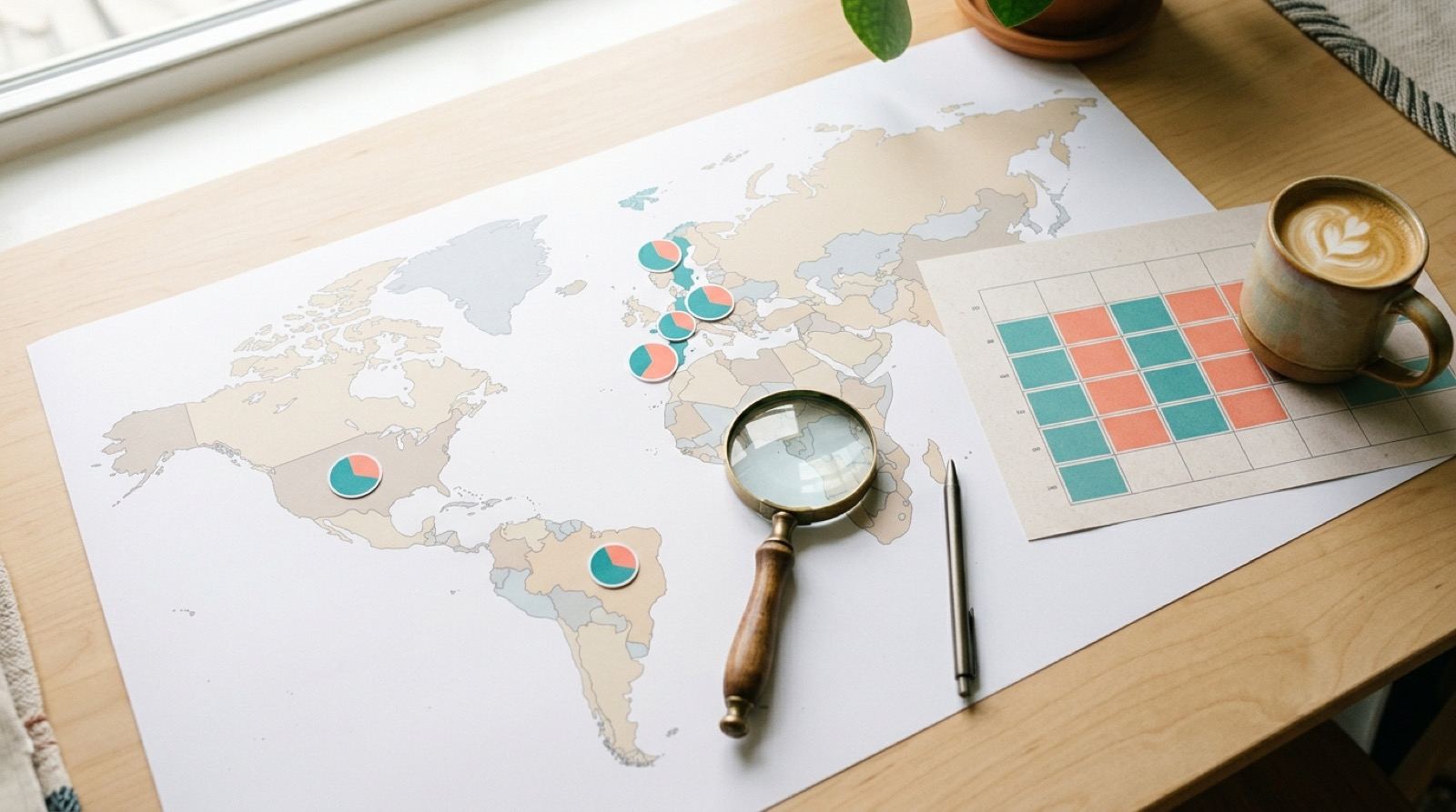 A world map with custody-related icons and charts marking several countries with shared-custody arrangements
