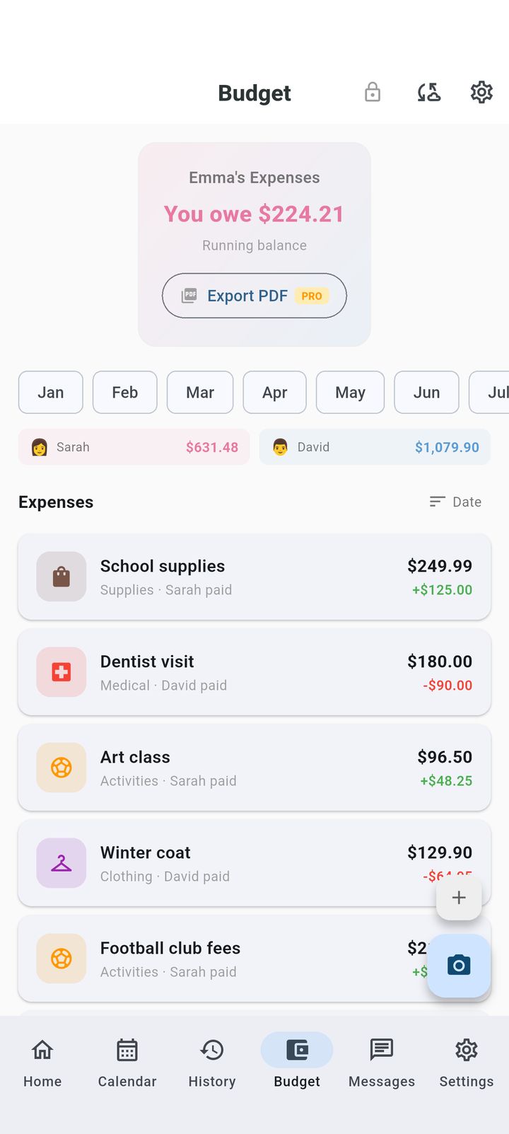 Billing and subscription plan screen in SplitDay