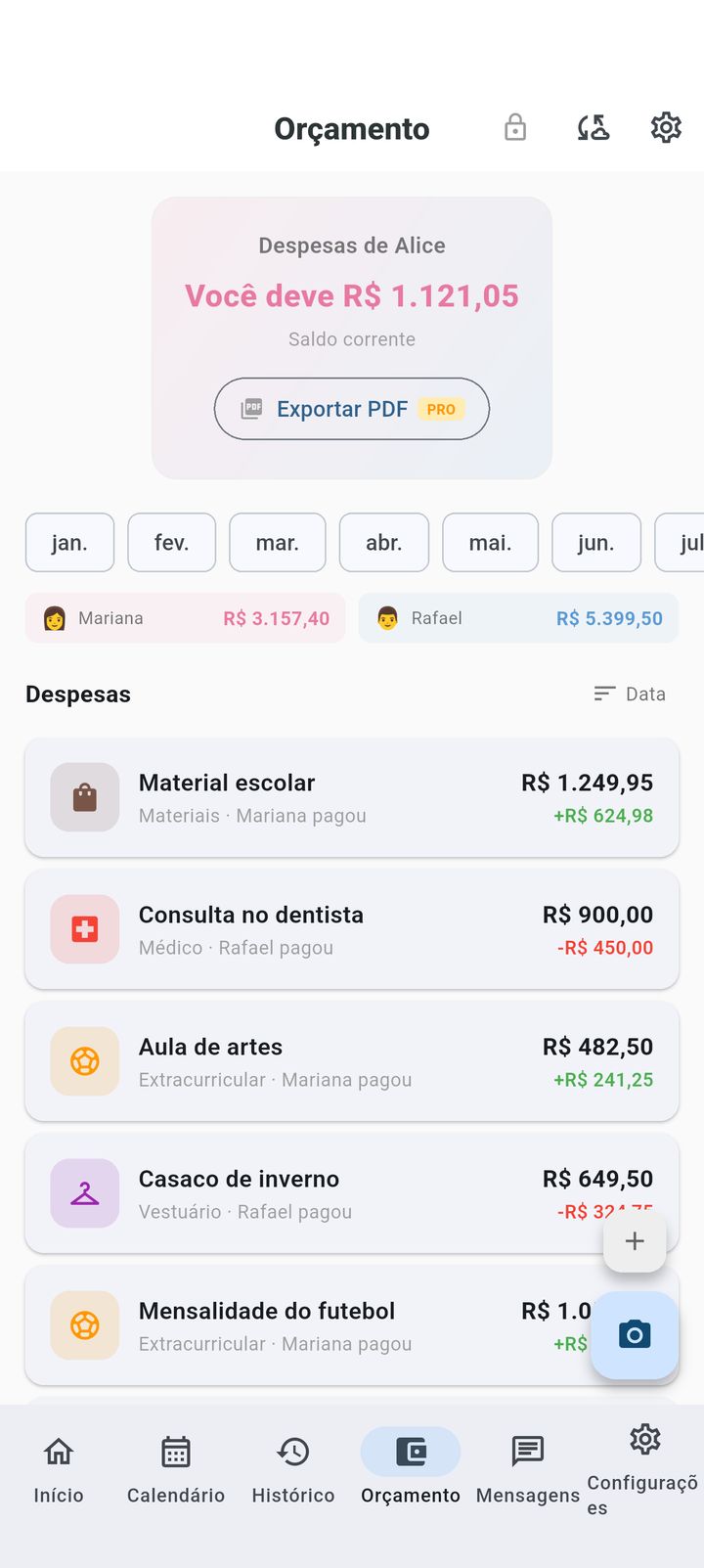 Tela de cobrança e plano de assinatura no SplitDay